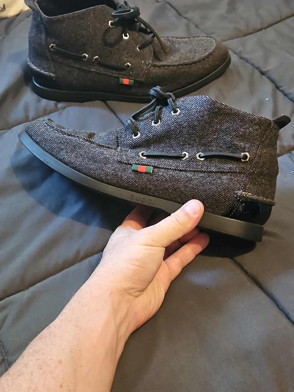 Gucci Men's Casual Chukka Boots in‎ Dark Gray Made In Italy Size 11.5
